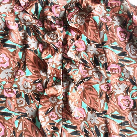 I LOVE H81 Womens Medium Floral Casual Summer Button Front  Racerback Tank Top - Picture 4 of 6